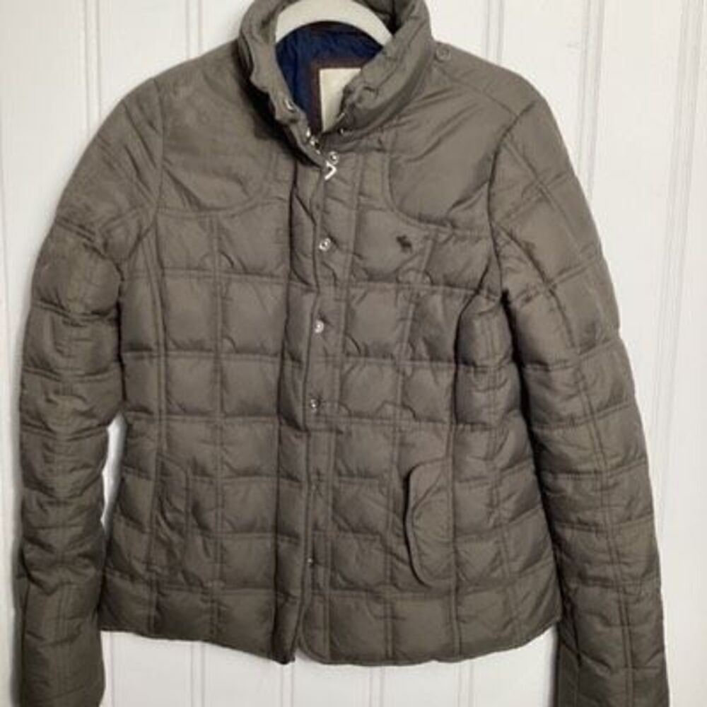 Abrecrombie & Fitch Womens Down Full Zip Jacket Sz M Sage